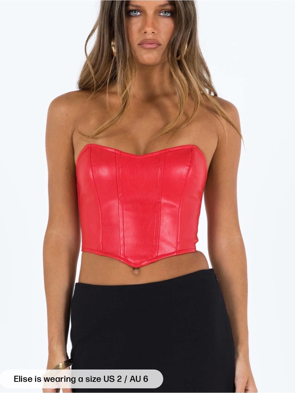 Princess Polly Red Jessica Pu Bustier Corset Top Womens Size 2
